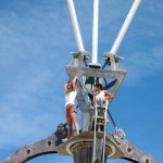 We actually spent a fair amount of design time trying to figure out how to make the work hard to climb. But at Burning Man, if there is anyway to climb something, someone will.
