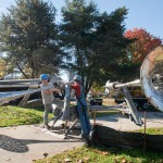The horns are three feet in diameter and about 11 feet to the pivot point.
