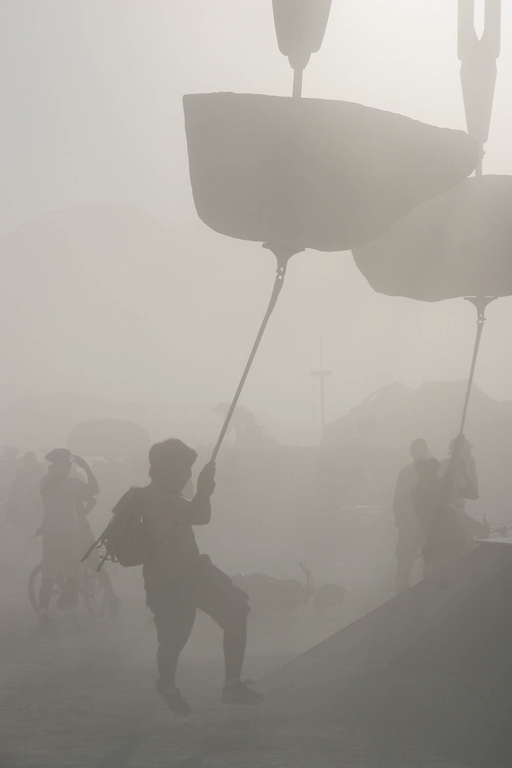 A typical Burning Man dust storm. This is the view at least a few hours out of every day if there is any wind at all.